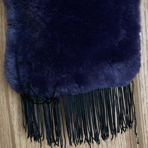 Purple Faux Fur /Fleece Stole w/ Black Fringe